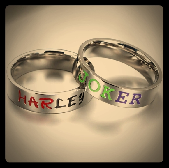Stainless steel joker and Harley Quinn ring s - Picture 1 of 2